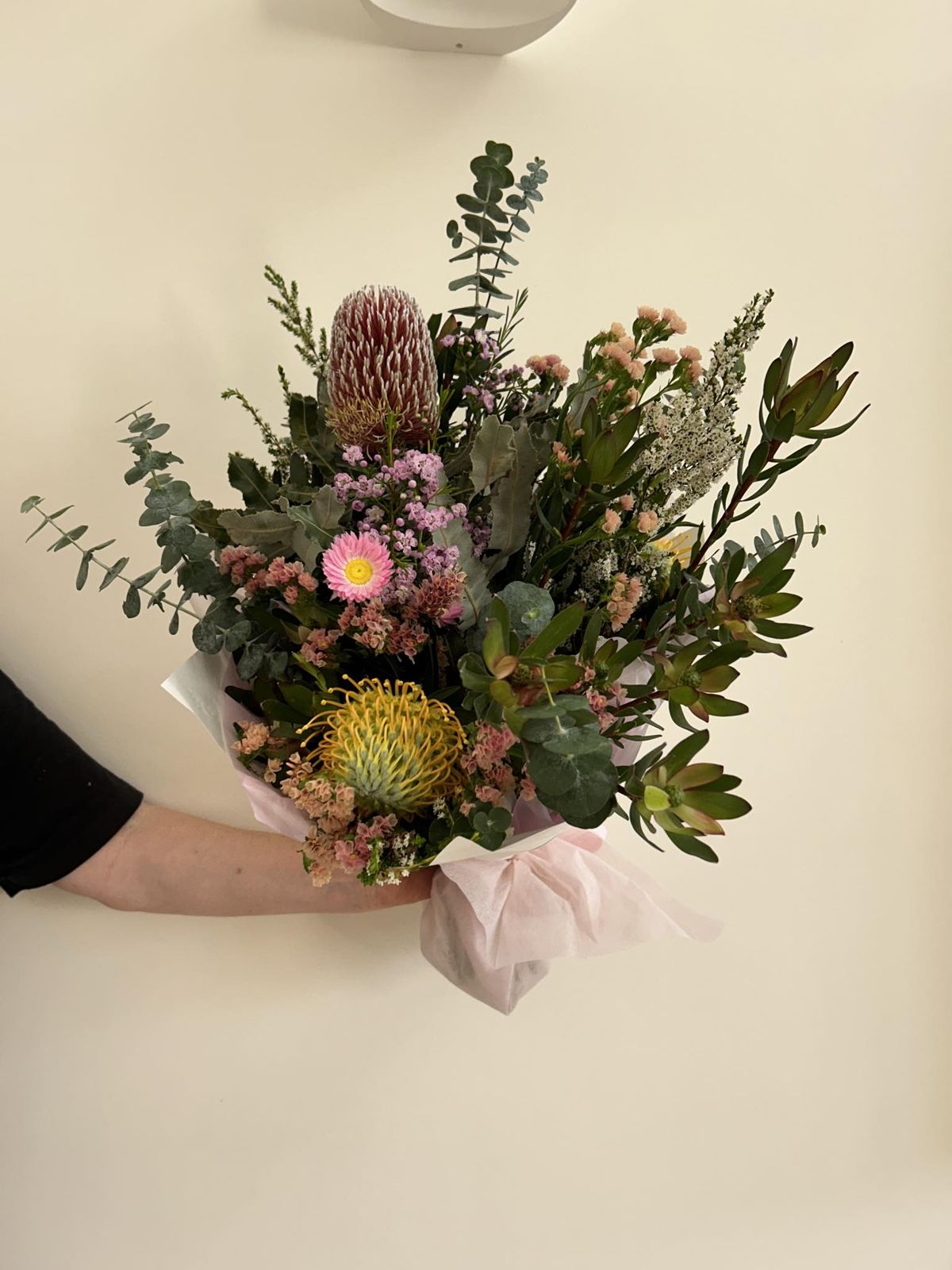 Medium seasonal bouquet with banksia, protea and native blooms